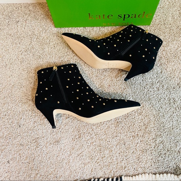 Kate Spade Genuine Suede Leather Starr Studded Ankle Booties Size 9.5 - Picture 8 of 15